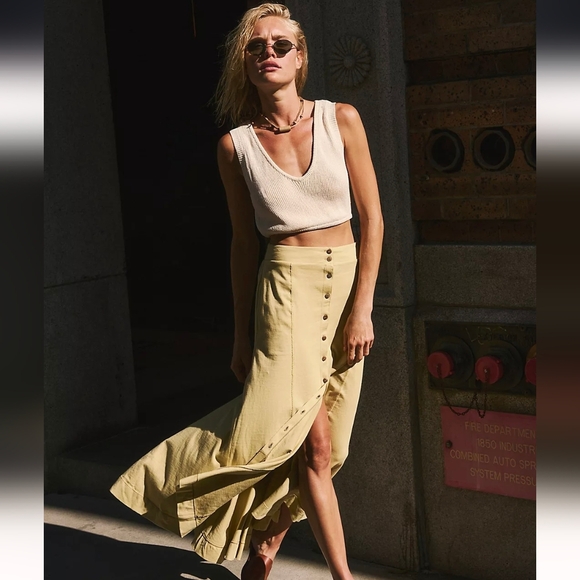 Free People Dresses & Skirts - High-Waist Button-Front Free Peoppe Maxi Skirt
